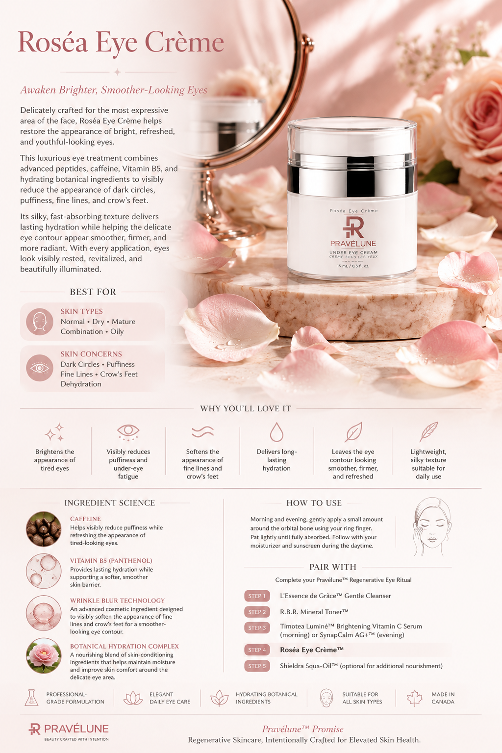 Roséa Eye Crème "Under Eye Cream for Dark Circles & Fine Lines" 15mL