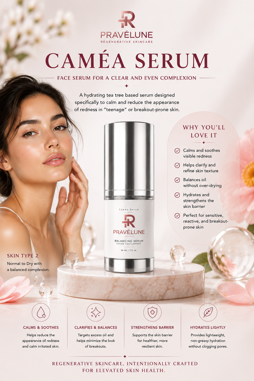 Caméa Balancing Serum  "Face Serum for a Clear and Even Complexion" 30mL