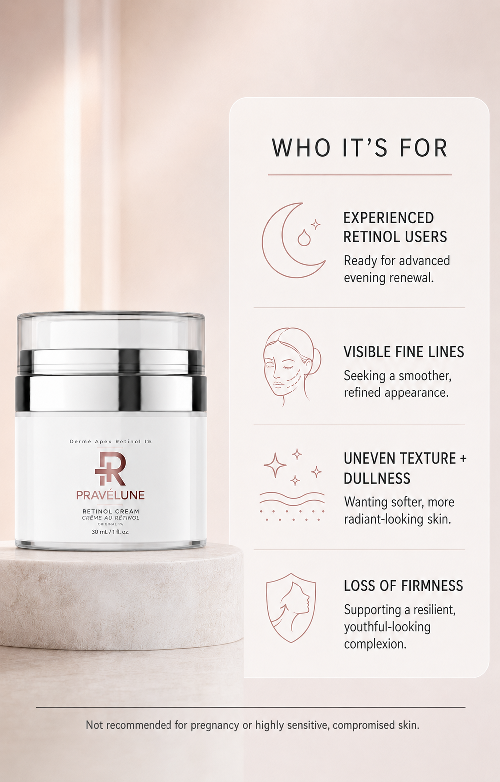Dermé Apex Retinol 1% for experienced users concerned with fine lines, texture and visible ageing